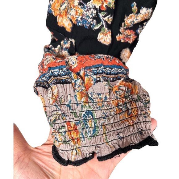 ANGIE flowy Boho Floral High low Smocked midi dress sz M - Picture 8 of 10